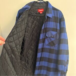 Coleman Flannel Button Jacket Blue Black Plaid Insulated Quilted Size Large‎